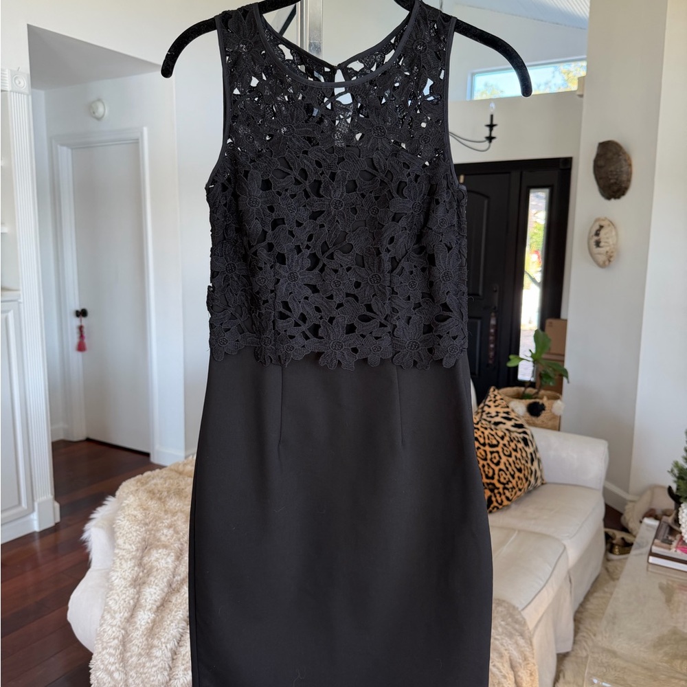H&M Black Floral Lace Midi Dress